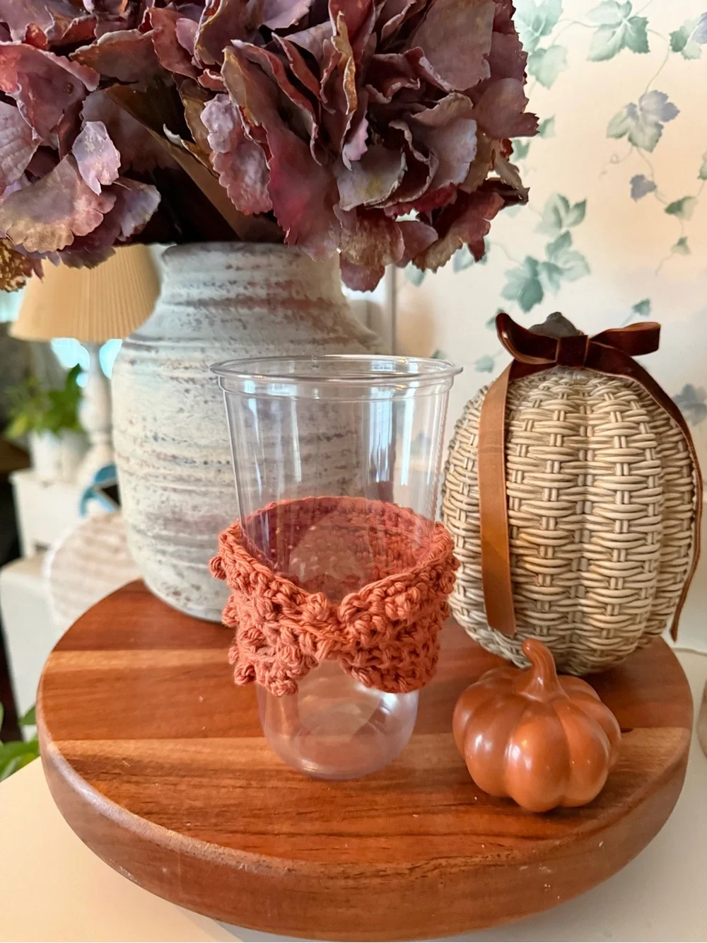Handmade Crochet Iced Coffee Cup Cozy / Sleeve - Terracotta / Rust